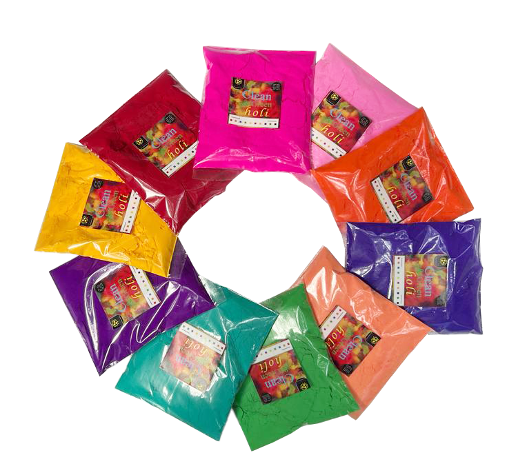 Organic Holi Color Made with Cornstarch - 1 Kg (Pack of 10)(100gms each)